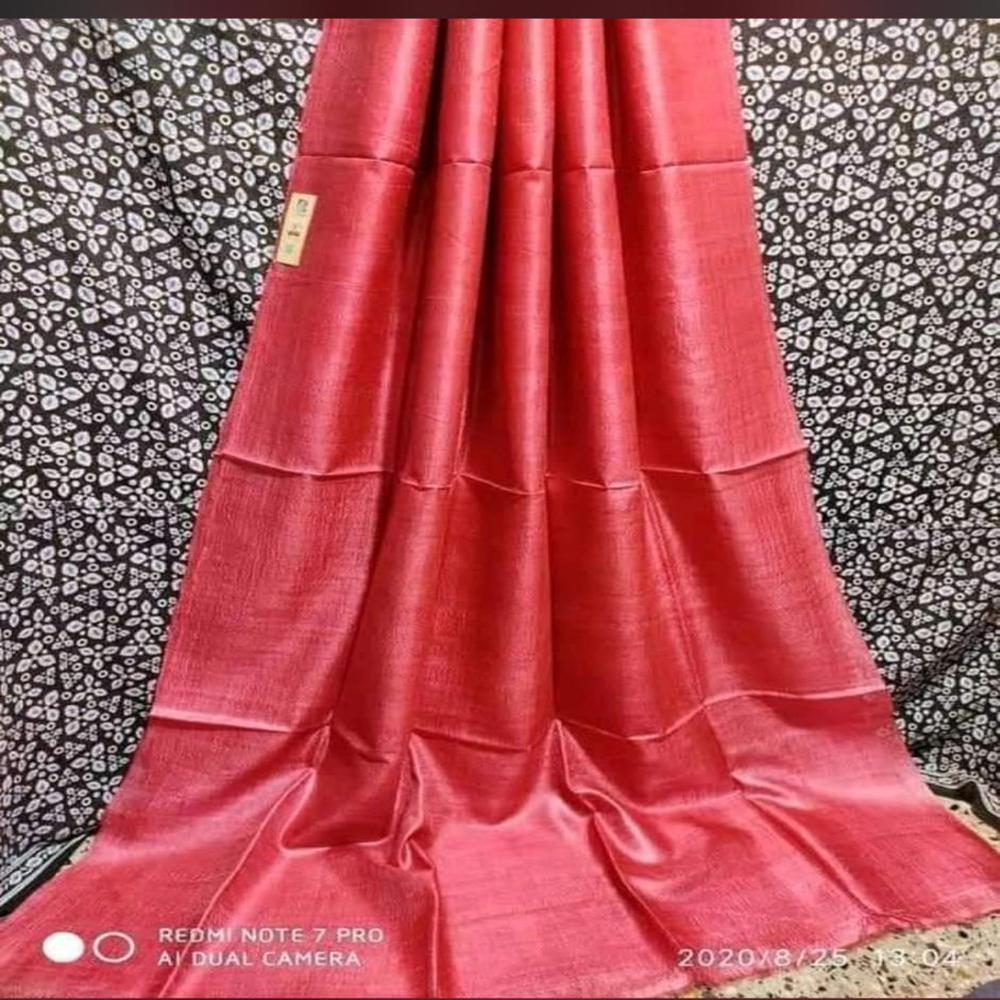 plain tusser running silk saree