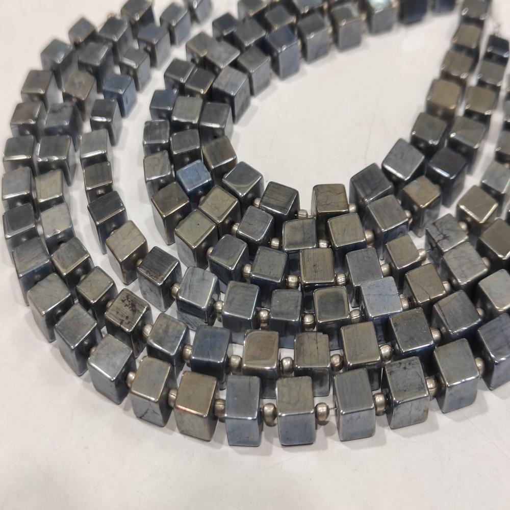 Natural Moonstone Beads AB Mystic Coated 6-7mm Iolite Color Plain Smooth Cube Box Beads