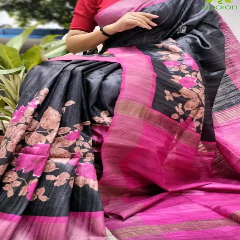 pure tussar ghicha silk plain