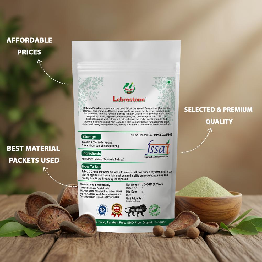 Lebrostone Baheda Powder | Herbal Powder for Digestion, Immunity, Skin, Hair & Respiratory Health|200g