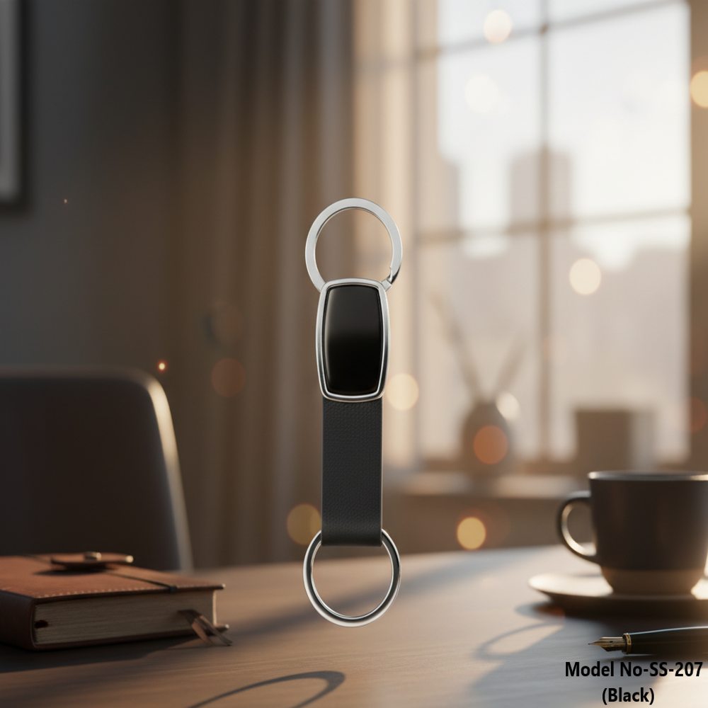 Stainless Steel Dual Metal Round Hook Keychain (SS-207)