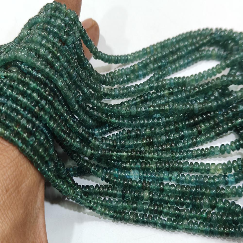Natural Green Apatite Rondelle Smooth 3 to 5mm Graduated Beads Sold Per Strand 8 Inches Long