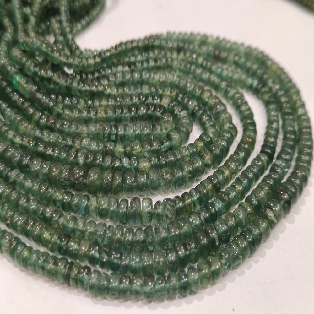 Natural Green Apatite Rondelle Smooth 3 to 5mm Graduated Beads Sold Per Strand 8 Inches Long