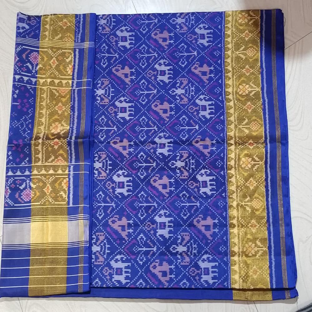 Elephant & Parr-ot Blue Single Ikkat Patola