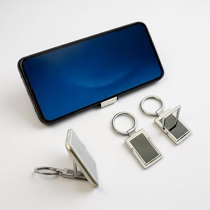 Stainless Steel Rotating Rectangle Metal Photo Keychain with Ring (SS-208)