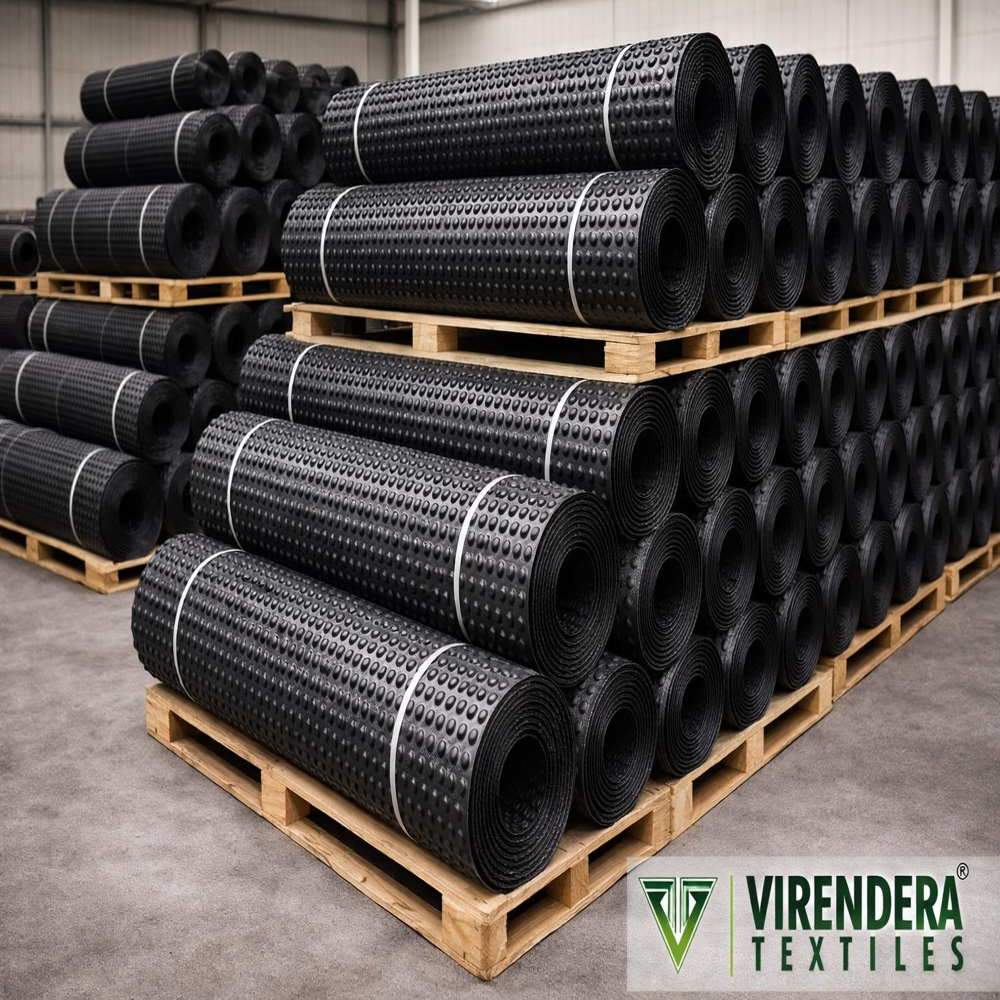 Hdpe Dimple Drainage Board - 8 Mm Thickness, 2.3 M Width X 20 M Length | Black Color, Impact-proof Design, Long Lasting Quality