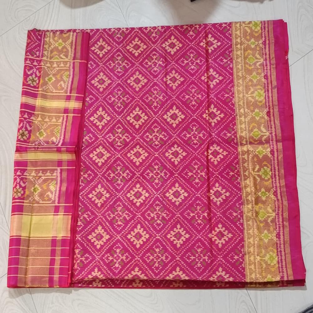 Navratna Pink Single Ikkat Patola - Design: Traditional