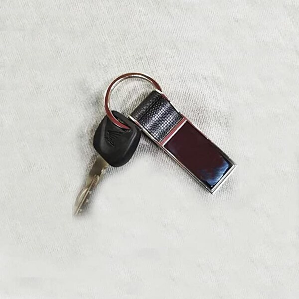 PU Leather & Metal Rectangular Keychain with Dual Ring (SS-210)