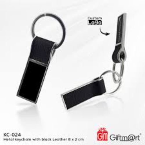 PU Leather & Metal Rectangular Keychain with Dual Ring (SS-210)