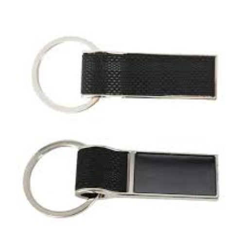 PU Leather & Metal Rectangular Keychain with Dual Ring (SS-210)