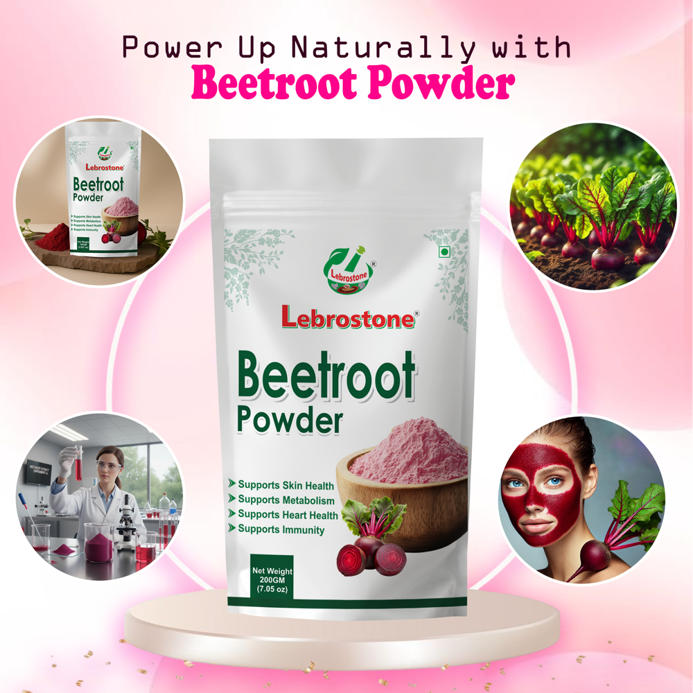 Lebrostone Beet Roots Powder | Herbal Powder for Heart Health, Skin Wellness, Blood Pressure & Stamina|200g