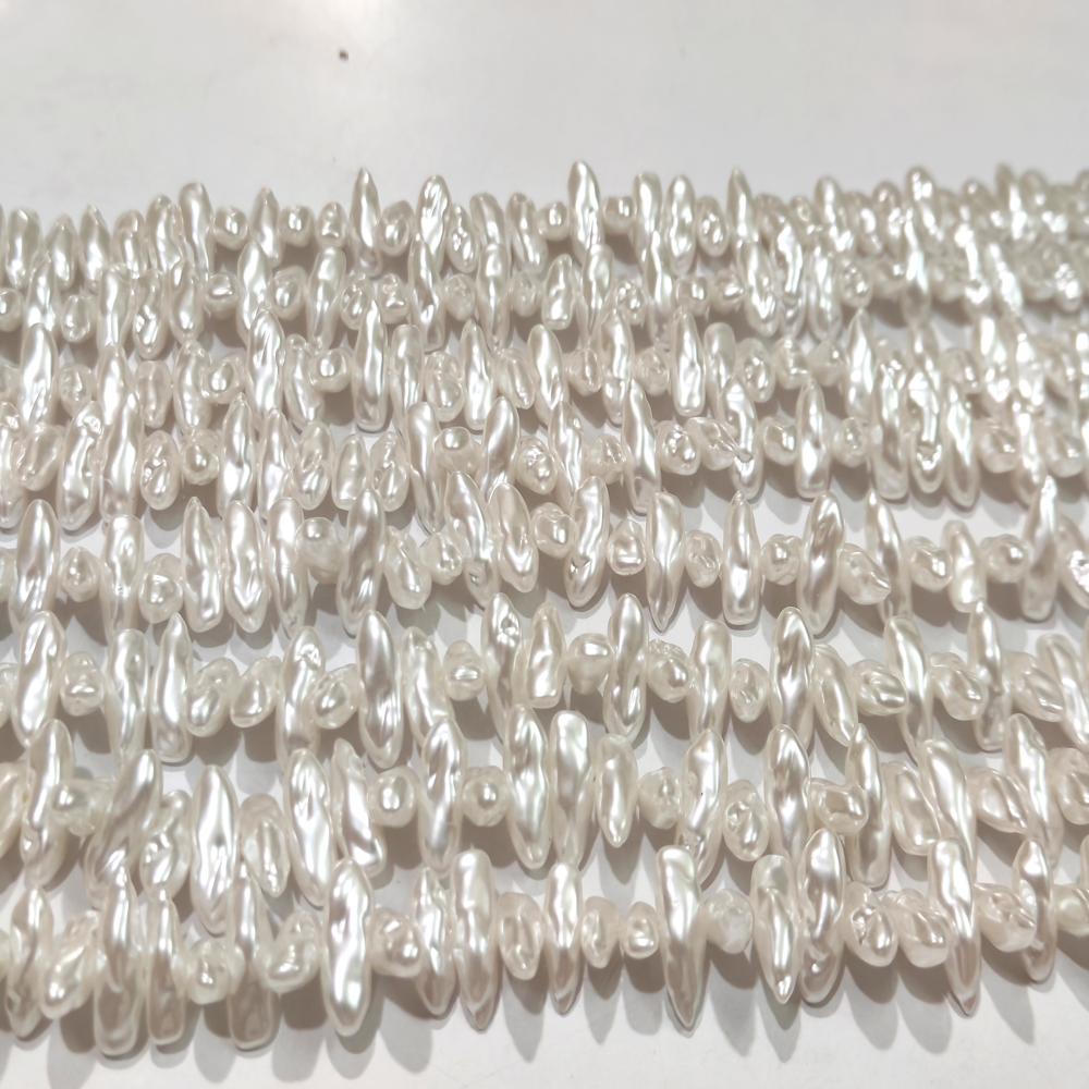 White Biwa Pearl Beads Fancy Shape size 6*17mm sold per strand 15 Inches Long