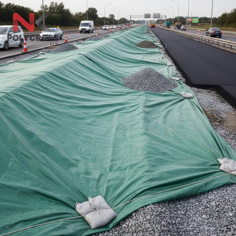 Road Construction Tarpaulin - Color: Blue
