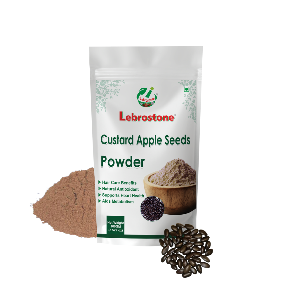Lebrostone Custard Apple Seeds Powder | Hair Care, Digestive & Skin Health, Anti-inflammatory Effects | 100g - Additives: Natural