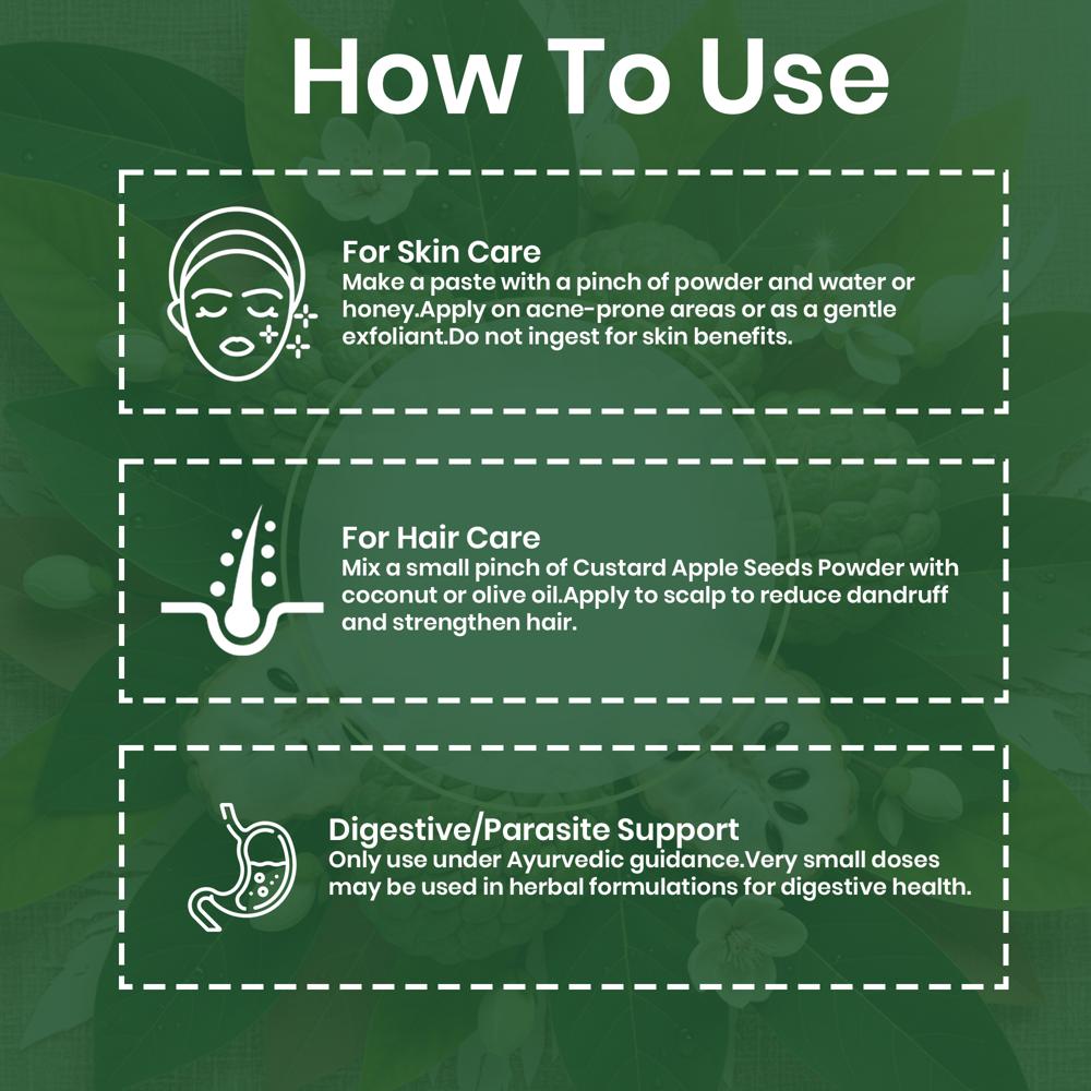 Lebrostone Custard Apple Seeds Powder | Hair Care, Digestive & Skin Health, Anti-Inflammatory Effects | 100g