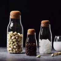 Designed Glass Storage Container With Cork Stopper