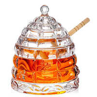 Crystal Honey Storage Glass Jar With Dipper And Lid