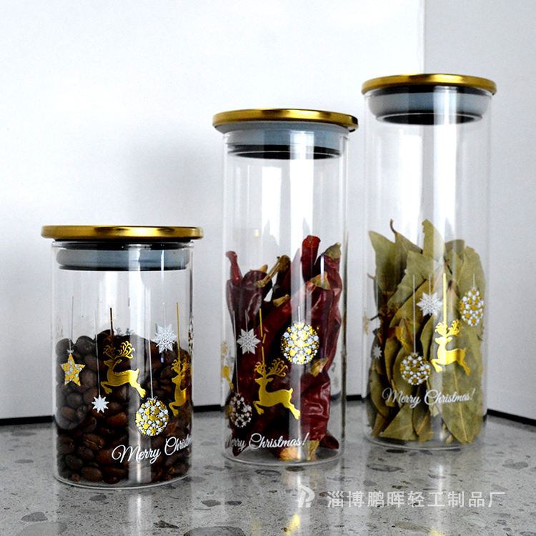 Borosilicate Glass Storage Jars with Snowflake Patterns