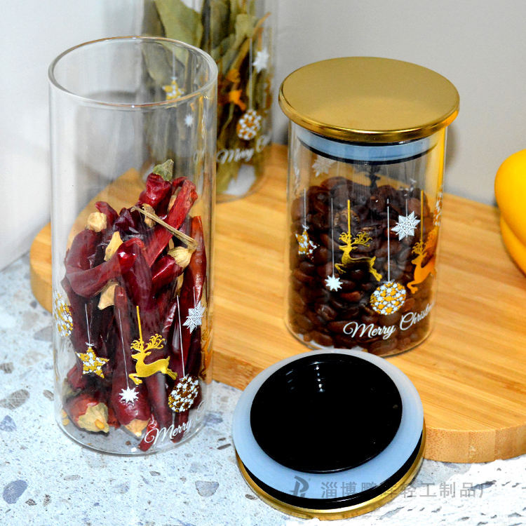 Borosilicate Glass Storage Jars With Snowflake Patterns