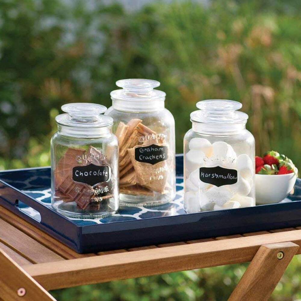 Set of 3 Clear Glass Storage Jars for Kitchen & Bathroom Airtight Lid