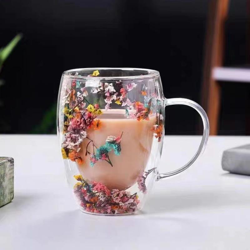 Modern Reusable Clear Cappuccino Double Wall Glass Coffee Mugs