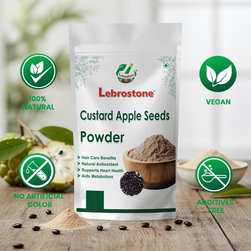 Lebrostone Custard Apple Seeds Powder | Hair Care, Digestive & Skin Health, Anti-Inflammatory Effects | 200g