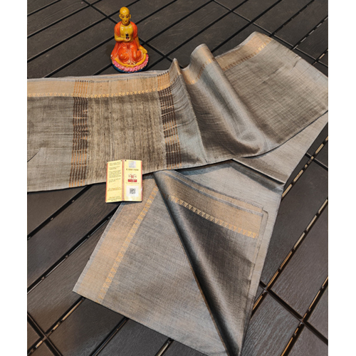 Handloom Pure Tussar Munga Temple Border Saree