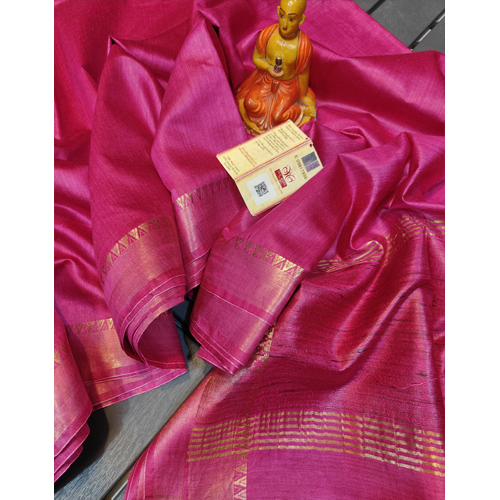 Handloom Pure Tussar Munga Temple Border Saree