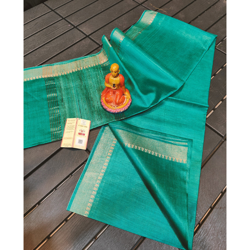 Handloom Pure Tussar Munga Temple Border Saree