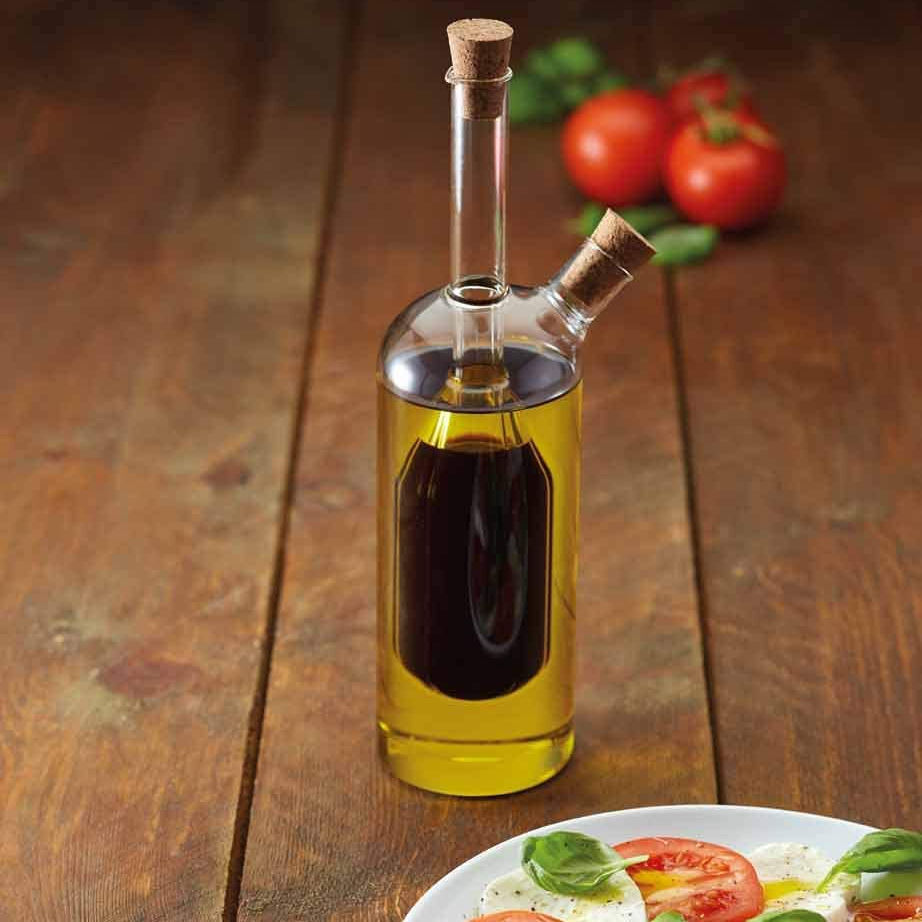 2 in 1 Glass Olive Oil Dispenser and Vinegar Bottle clear Glass for Dishwasher Safe