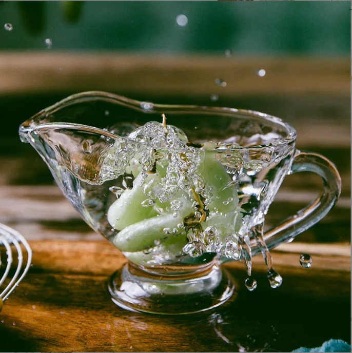 Saucy Clear Glass Gravy Dish with Handle Sauce Boat