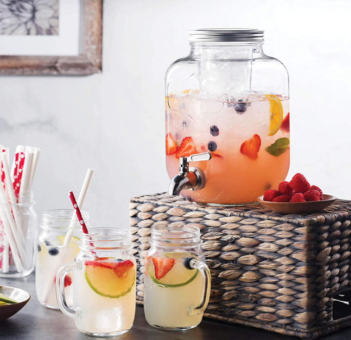03_4L 5.3L 8.4L Glass Beverage Dispenser with Spigot Wide Mouth Easy Filling