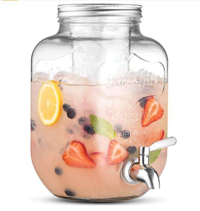 4L 5.3L 8.4L Glass Beverage Dispenser with Spigot Wide Mouth Easy Filling