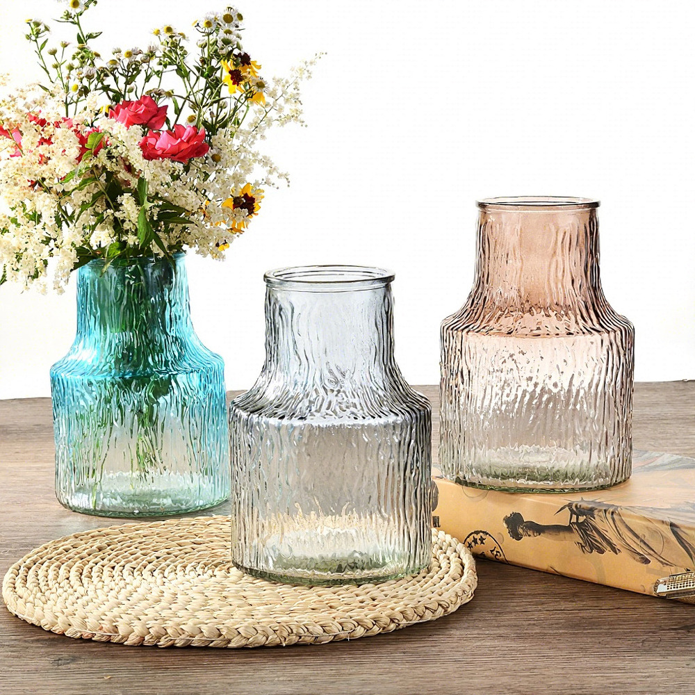 Glass Vase Home Decor Ornaments Gradual-change Flower Pots Planter Holders Gift