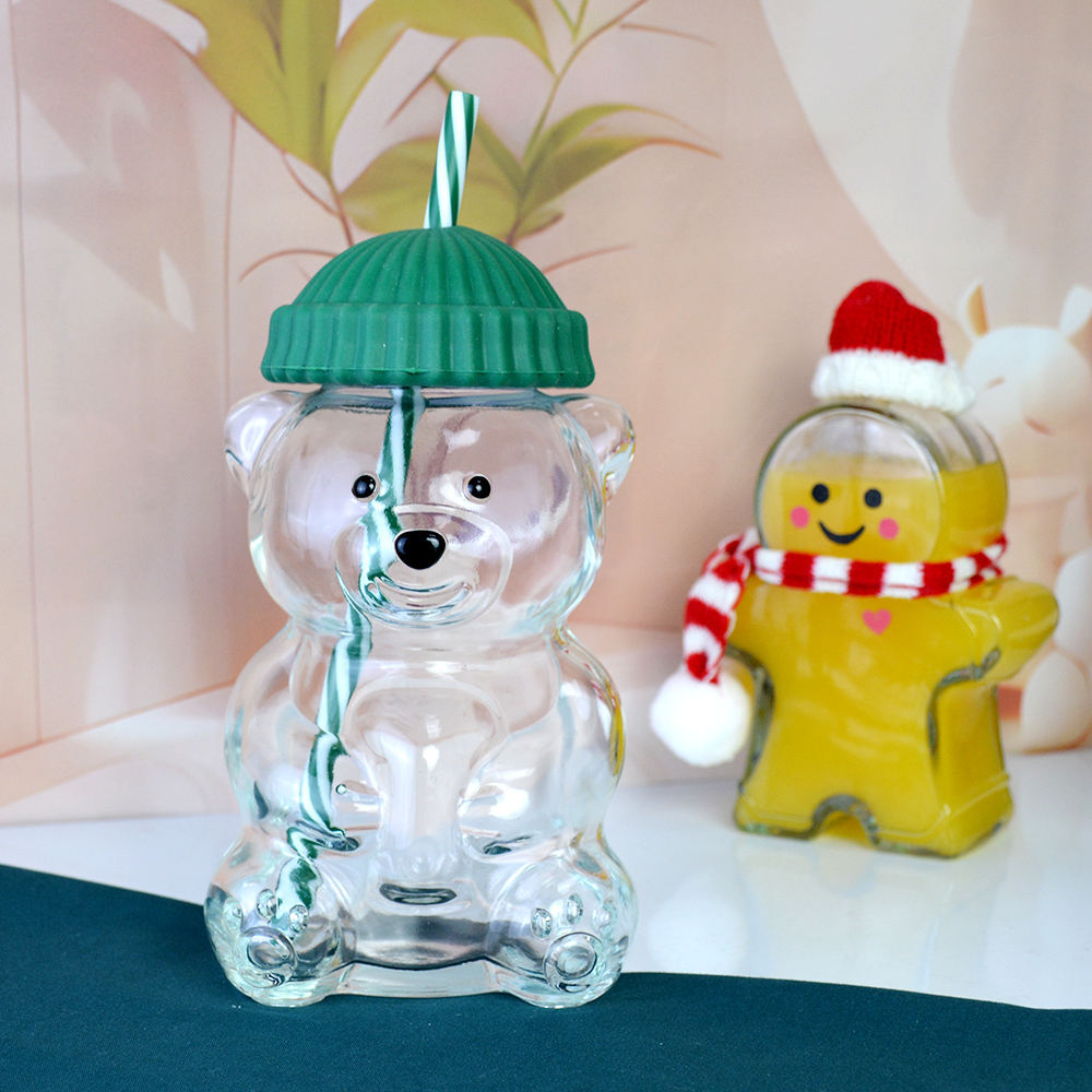 Hot Sale Kawaii 3D Bear Transparent Glass Cup