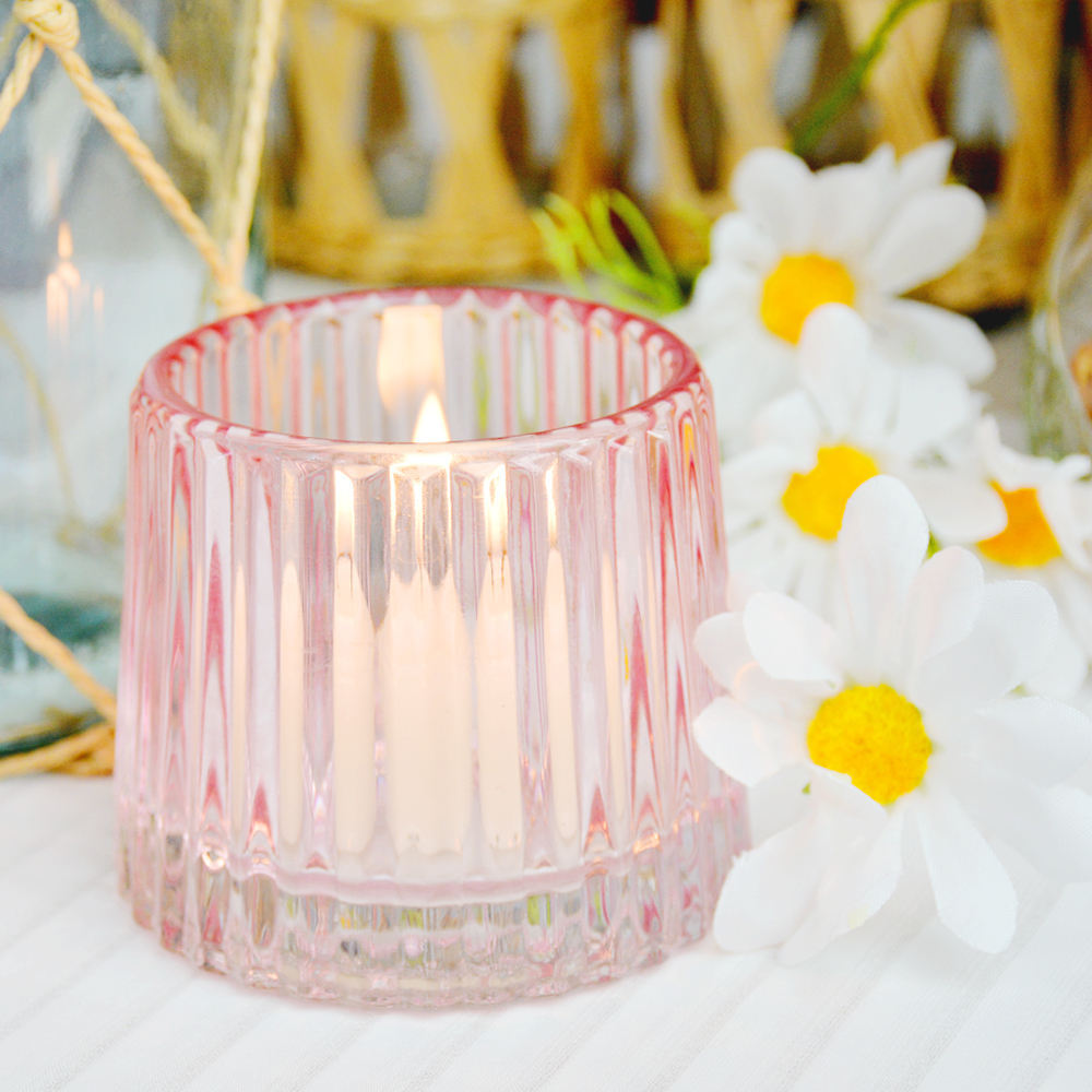 Romantic Pink Glass Tealight Holders