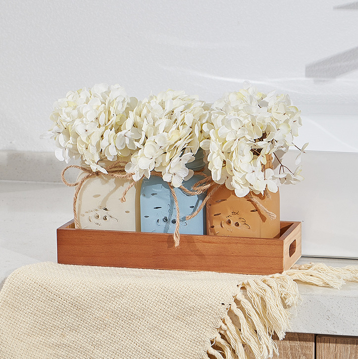 Glass Mason Jar with Fancy Decoration with Tray