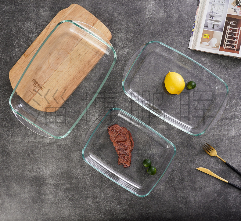Premium Rectangular Baking Pan with Ears Clear Glass Baking Pan