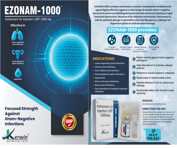 Aztreonam for Injection USP 1000 mg