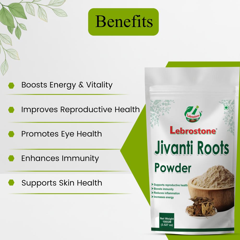 Lebrostone Jivanti Roots Powder | Herbal Powder for Energy & Vitality, Reproductive & Eye Health, Immunity & Skin Care | 100g