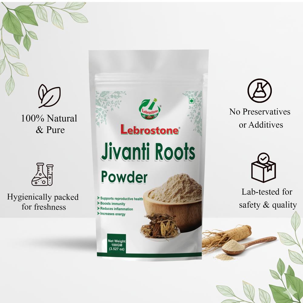 Lebrostone Jivanti Roots Powder | Herbal Powder for Energy & Vitality, Reproductive & Eye Health, Immunity & Skin Care | 100g