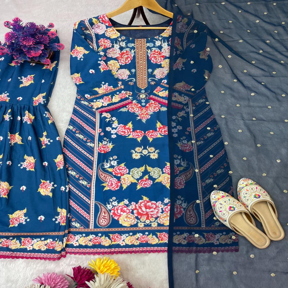 Blue Traditional Kurti Design