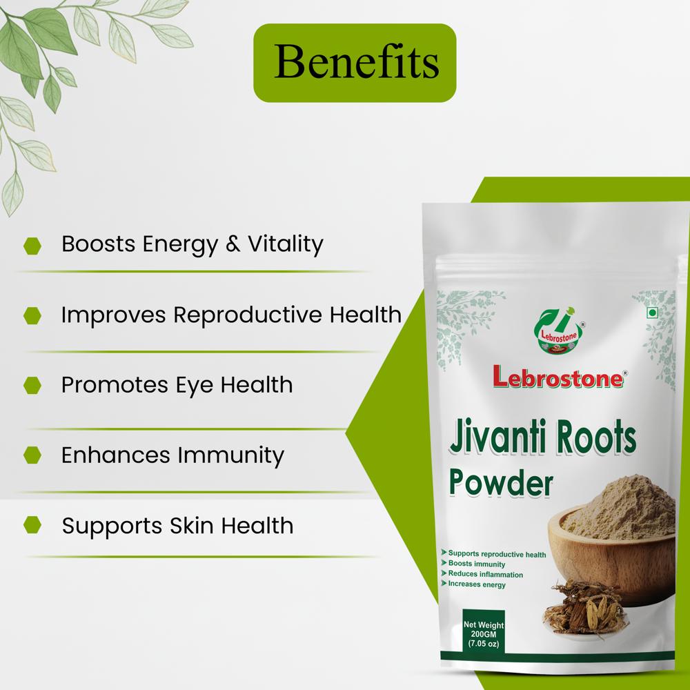 Lebrostone Jivanti Roots Powder | Herbal Powder for Energy & Vitality, Reproductive & Eye Health, Immunity & Skin Care | 200g