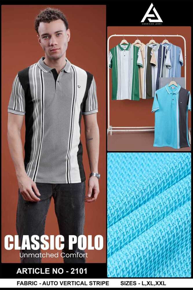 Cotton Jaquard Collar Tshirt