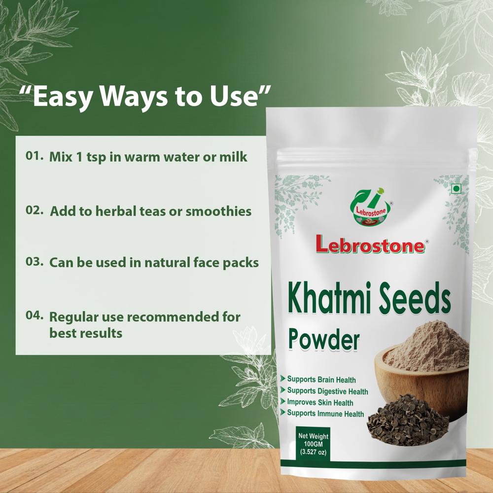 Lebrostone Khatmi Seeds Powder | Herbal Powder for Digestive Health, Anti-Inflammatory, Respiratory Support & Skin Care | 100g