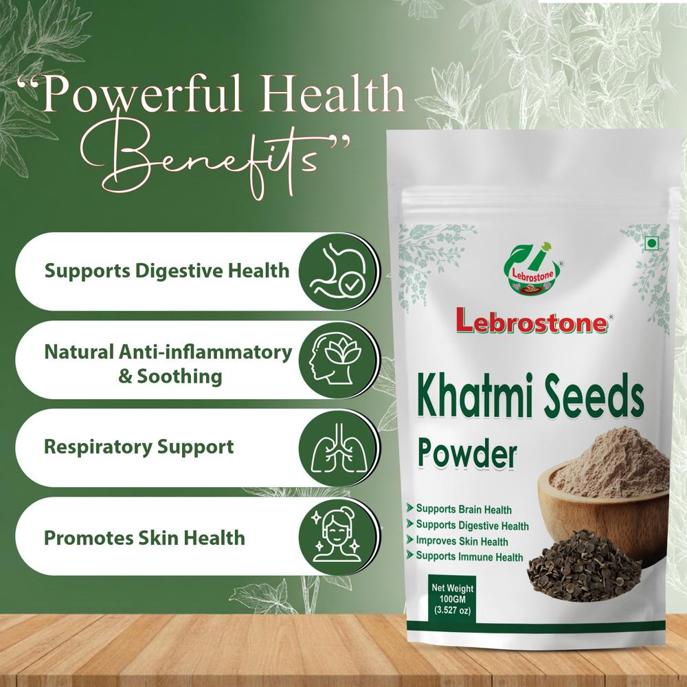 Lebrostone Khatmi Seeds Powder | Herbal Powder for Digestive Health, Anti-Inflammatory, Respiratory Support & Skin Care | 100g