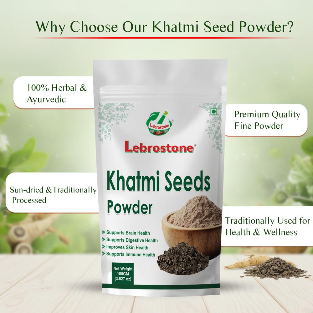 Lebrostone Khatmi Seeds Powder | Herbal Powder for Digestive Health, Anti-Inflammatory, Respiratory Support & Skin Care | 100g