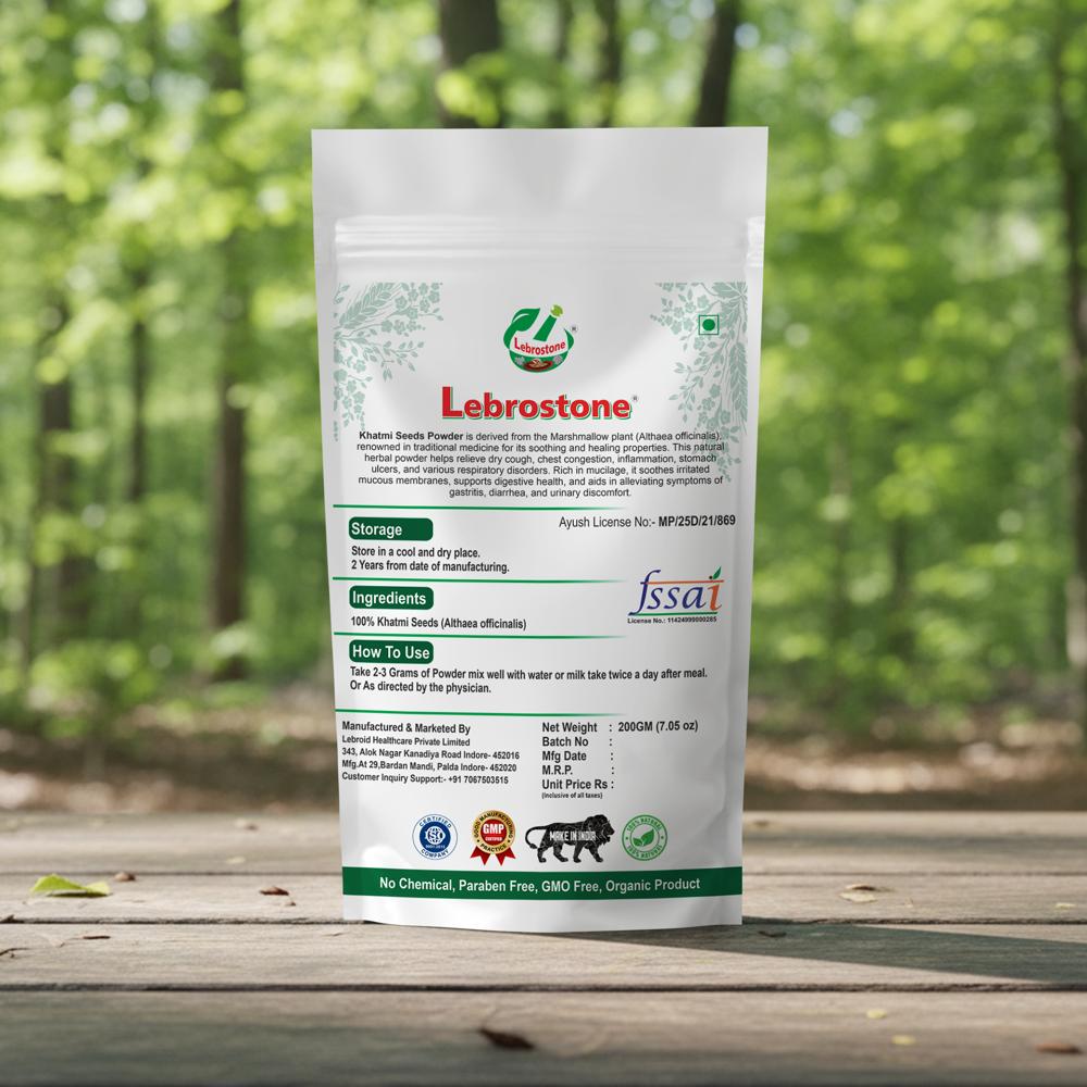 Lebrostone Khatmi Seeds Powder | Herbal Powder for Digestive Health, Anti-Inflammatory, Respiratory Support & Skin Care | 100g