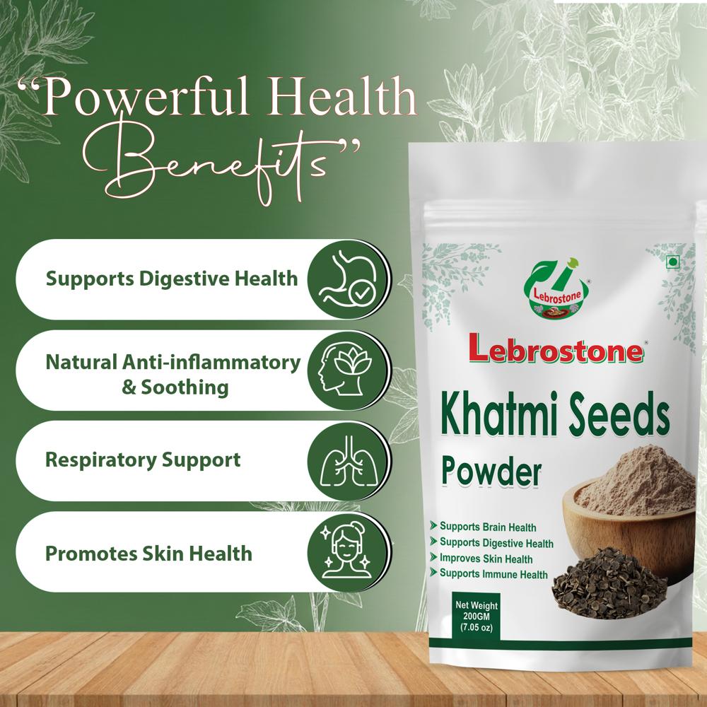 Lebrostone Khatmi Seeds Powder | Herbal Powder for Digestive Health, Anti-Inflammatory, Respiratory Support & Skin Care | 100g