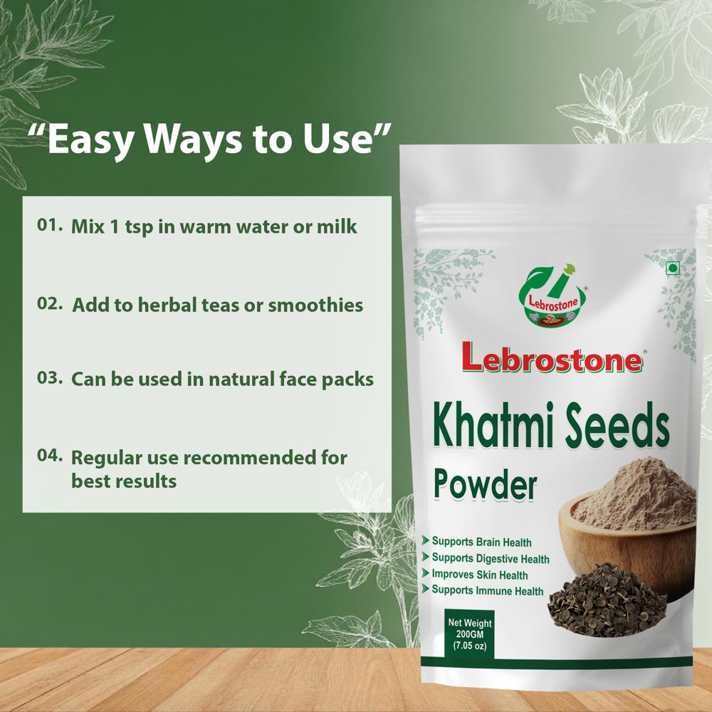 Lebrostone Khatmi Seeds Powder | Herbal Powder for Digestive Health, Anti-Inflammatory, Respiratory Support & Skin Care | 100g